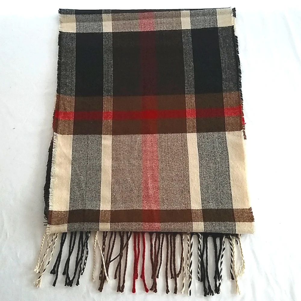 Goodfellow & Co Black Red Tan Brown Winter Scarf Size OSFM